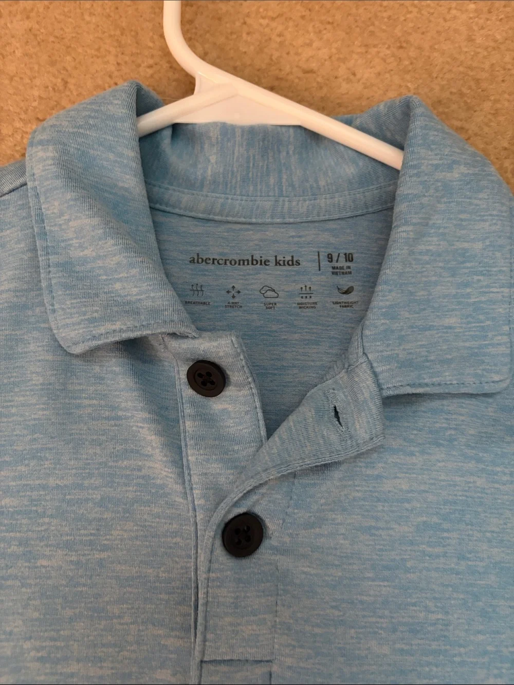 abercrombie kids heather light blue polo shirt